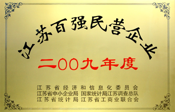 亚美AM8AG荣获2009年度“江苏百强民营企业”